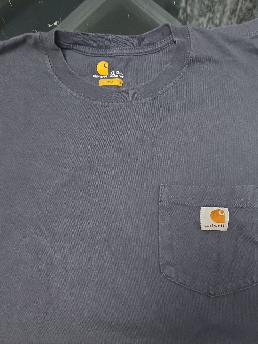 Carhartt Men's Dark Navy Pocket Tee with Logo Patch